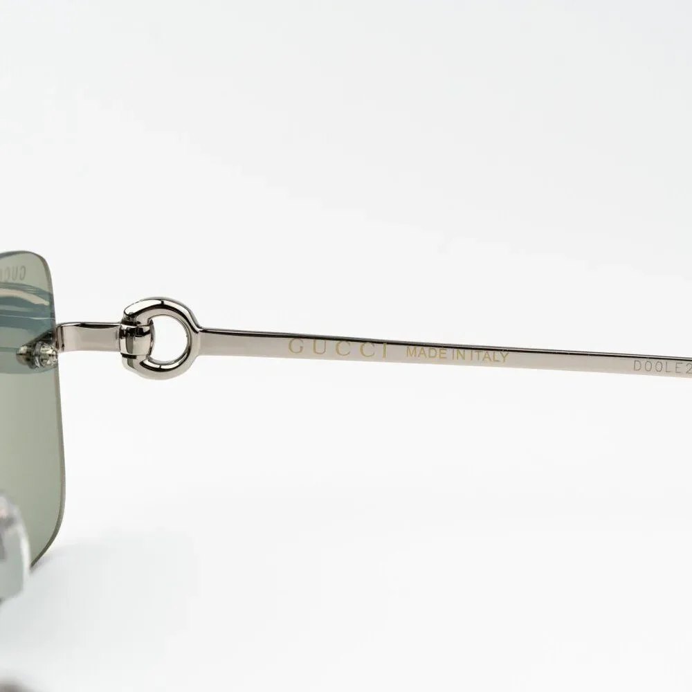 Gucci Men Sunglasses Silver Green Mirror Rectangle GG1703S 002 BRAND NEW